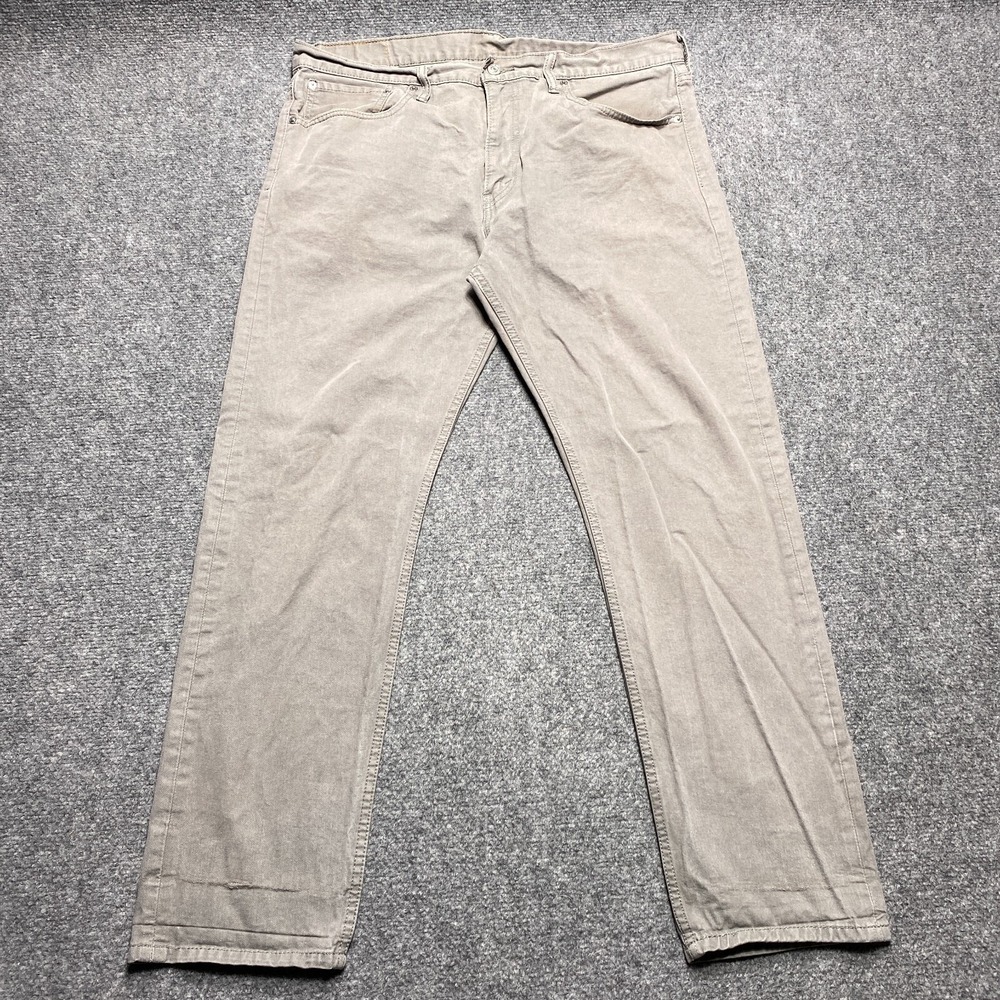 Levi's 502 Jeans Mens 38x30 Tan Regular Taper Fit Khaki Cotton Blend Zip‎ Fly